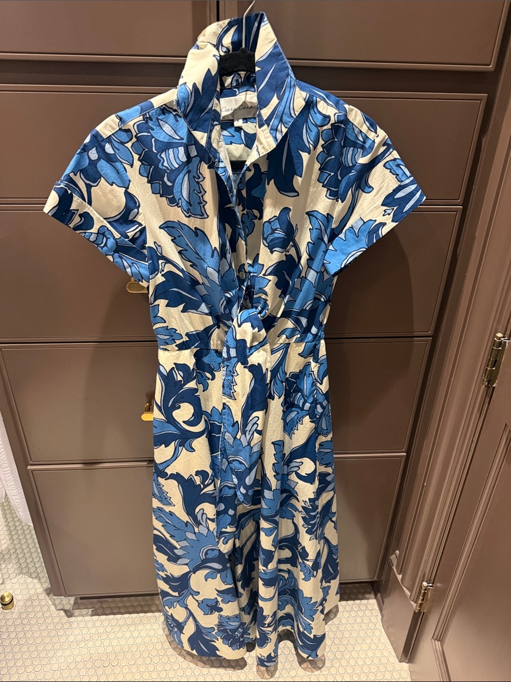 Cara Cara size Small Blue Floral Tie-Front Midi Dress -worn once